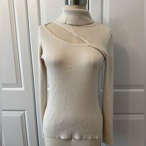 Cyrus Cream Cutout Turtleneck Sweater